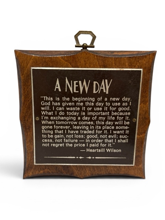 Vintage Other - Vintage “A New Day”Framed Wooden Plaque - Inspirational Quote